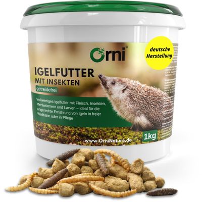 Orni Igelfutter mit Insekten ohne Getreide - Trockenfutter für Igel 1kg