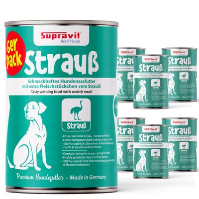 Supravit Hundenassfutter Strauß 6 x 820g