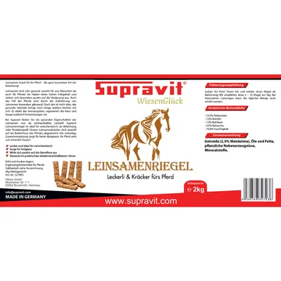 Supravit Leinsamen Pferde Leckerlies - Belohnungssnack Pferd ohne Zucker