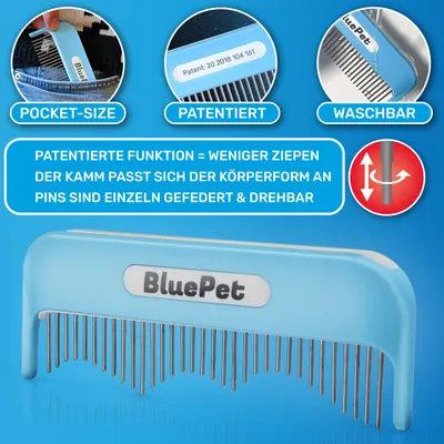 BluePet Hundekamm Katzenkamm für Langhaar Hunde & Katzen, Kamm gegen Knoten BluePet Hundekamm Katzenkamm für Langhaar Hunde & Katzen, Kamm gegen Knoten