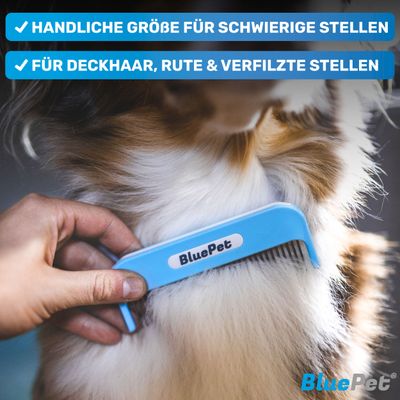 BluePet Hundekamm Katzenkamm für Langhaar Hunde & Katzen, Kamm gegen Knoten