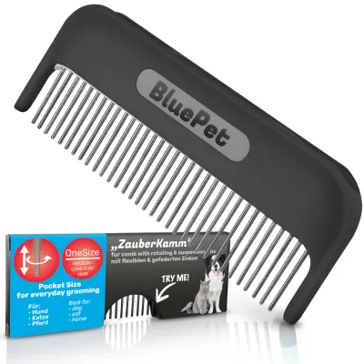 BluePet Hundekamm Katzenkamm für Langhaar Hunde & Katzen, Kamm gegen Knoten BluePet Hundekamm Katzenkamm für Langhaar Hunde & Katzen, Kamm gegen Knoten