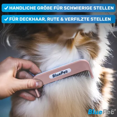 BluePet Hundekamm Katzenkamm für Langhaar Hunde & Katzen, Kamm gegen Knoten