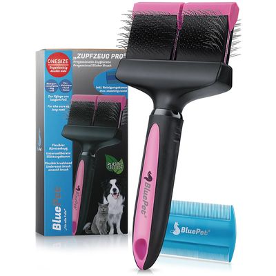 BluePet Zupfbürste Professionelle Hundebürste und Katzenbürste für Langhaar