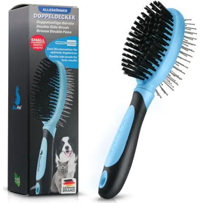 BluePet 2in1 Hundebürste und Katzenbürste für Langhaar & Kurzhaar