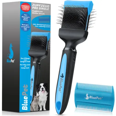BluePet Zupfbürste Professionelle Hundebürste und Katzenbürste für Langhaar
