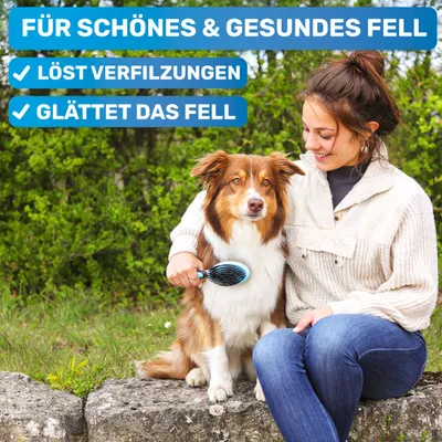 BluePet 2in1 Hundebürste und Katzenbürste für Langhaar & Kurzhaar