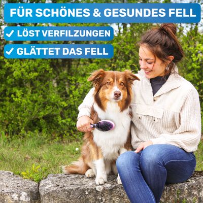 BluePet 2in1 Hundebürste und Katzenbürste für Langhaar & Kurzhaar