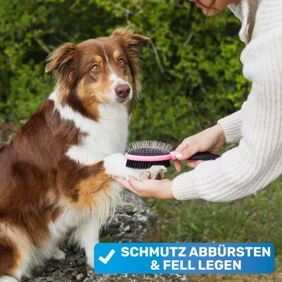 BluePet 2in1 Hundebürste und Katzenbürste für Langhaar & Kurzhaar
