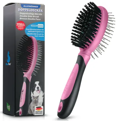 BluePet 2in1 Hundebürste und Katzenbürste für Langhaar & Kurzhaar