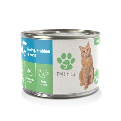 Fellicita Nassfutter Hering, Krabben & Huhn