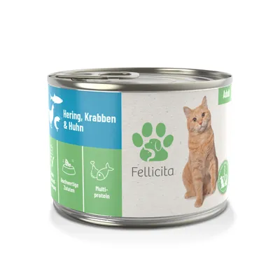 Fellicita Nassfutter Hering, Krabben & Huhn