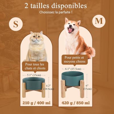 Porte-gamelle surélevé gris – Support bambou