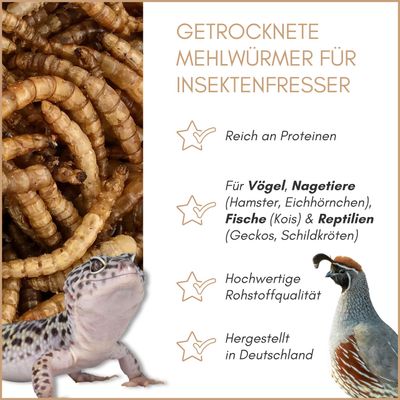 Supravit Mehlwürmer getrocknet - Protein ideal für Vogelfutter & Igelfutter