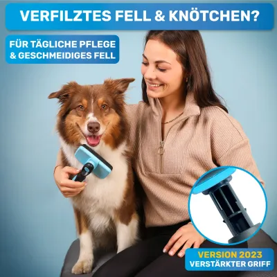 BluePet Selbstreinigende Hundebürste & Katzenbürste Langhaar, Zupfbürste