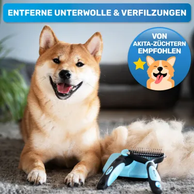 BluePet Selbstreinigende Hundebürste & Katzenbürste Langhaar, Zupfbürste