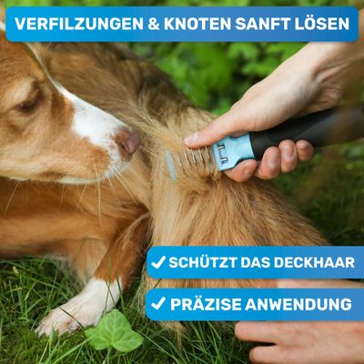 BluePet Entfilzungskamm für Hunde und Katzen, Entfilzer gegen Knoten & Filz