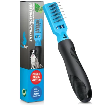 BluePet Entfilzungskamm für Hunde und Katzen, Entfilzer gegen Knoten & Filz