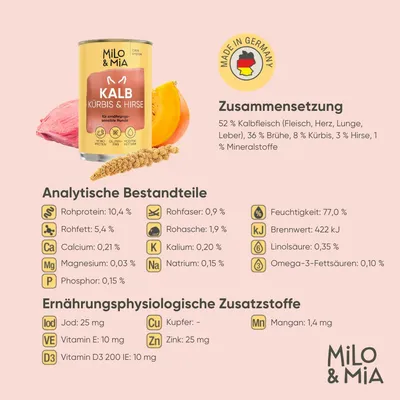 Milo & Mia - Kalb, Kürbis & Hirse
