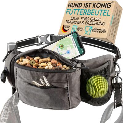 HUND IST KÖNIG Leckerlitasche für Hunde mit Kotbeutelspender & Leinenhalter