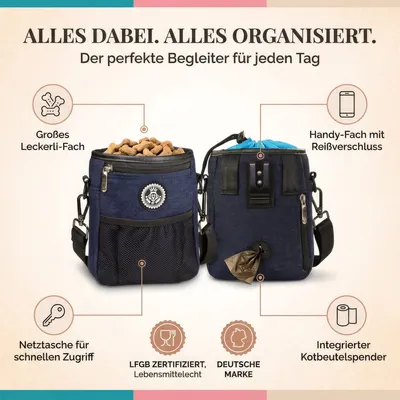 HUND IST KÖNIG Premium Leckerlibeutel für Hunde mit Kotbeutelspender