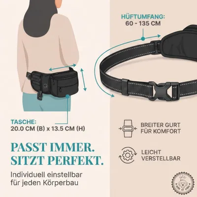HUND IST KÖNIG Leckerlitasche für Hunde mit Kotbeutelspender & Leinenhalter