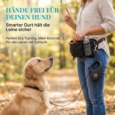 HUND IST KÖNIG Leckerlitasche für Hunde mit Kotbeutelspender & Leinenhalter