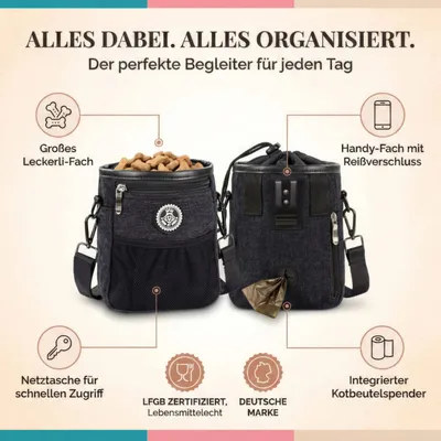 HUND IST KÖNIG Premium Leckerlibeutel für Hunde mit Kotbeutelspender