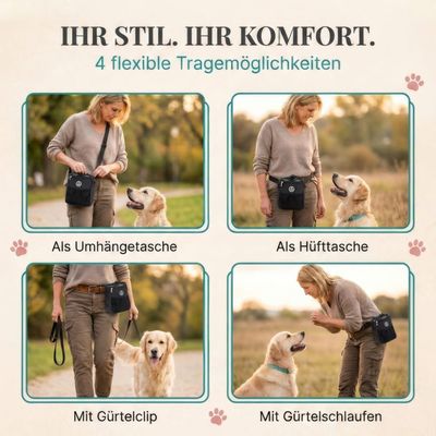 HUND IST KÖNIG Premium Leckerlibeutel für Hunde mit Kotbeutelspender