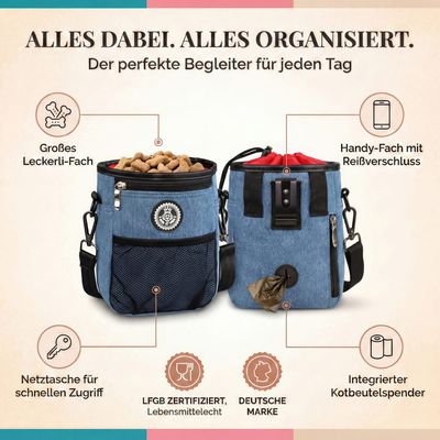 HUND IST KÖNIG Premium Leckerlibeutel für Hunde mit Kotbeutelspender