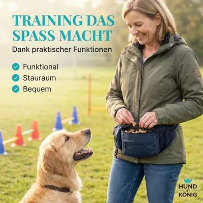 HUND IST KÖNIG Leckerlitasche für Hunde mit Kotbeutelspender & Leinenhalter
