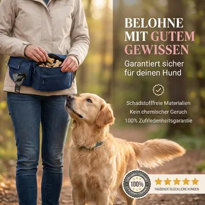 HUND IST KÖNIG Leckerlitasche für Hunde mit Kotbeutelspender & Leinenhalter