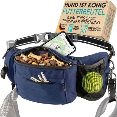 HUND IST KÖNIG Leckerlitasche für Hunde mit Kotbeutelspender & Leinenhalter