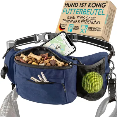 HUND IST KÖNIG Leckerlitasche für Hunde mit Kotbeutelspender & Leinenhalter