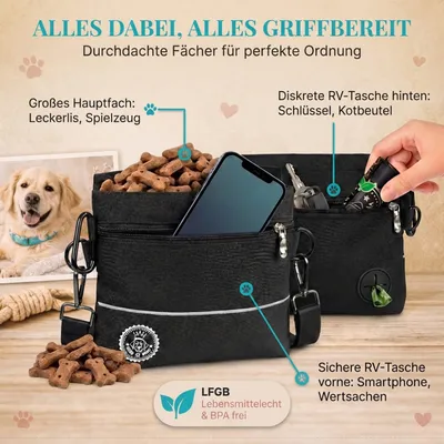 HUND IST KÖNIG Magnet Leckerlitasche mit Beutelspender inkl. 2 Gurte HUND IST KÖNIG Magnet Leckerlitasche mit Beutelspender inkl. 2 Gurte
