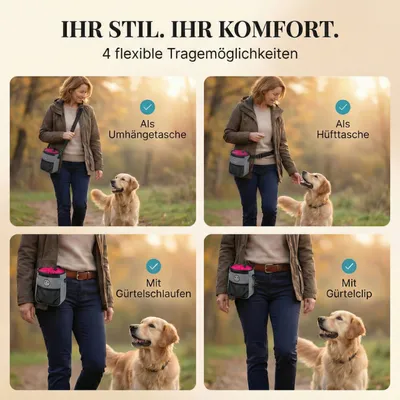 HUND IST KÖNIG Premium Leckerlibeutel für Hunde mit Kotbeutelspender