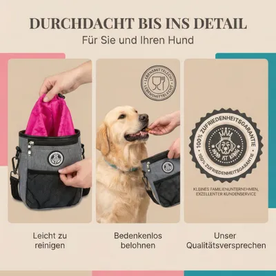 HUND IST KÖNIG Premium Leckerlibeutel für Hunde mit Kotbeutelspender