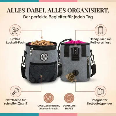 HUND IST KÖNIG Premium Leckerlibeutel für Hunde mit Kotbeutelspender