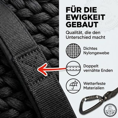 HUND IST KÖNIG Schleppleine mit Sicherheitskarabiner & Handschlaufe