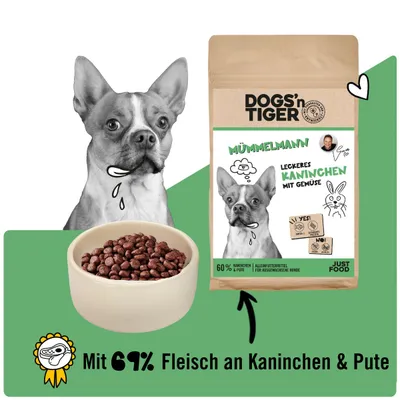 Dogs’n Tiger Mümmelmann, Hundefutter, Kaninchen, Pute mit Gemüse