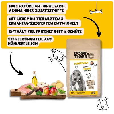 Dogs’n Tiger Federchen, Hundefutter, Huhn & Gemüse