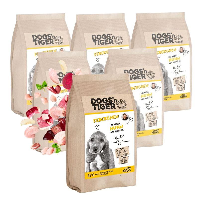 Dogs’n Tiger Federchen, Hundefutter, Huhn & Gemüse