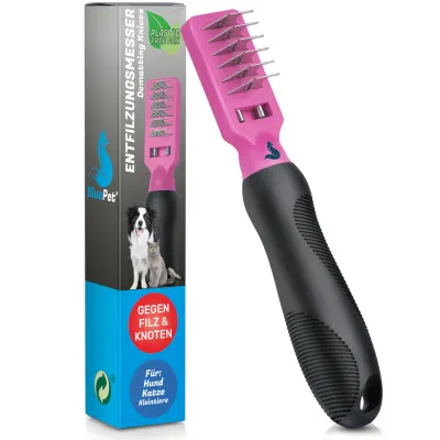 BluePet Entfilzungskamm für Hunde und Katzen, Entfilzer gegen Knoten & Filz