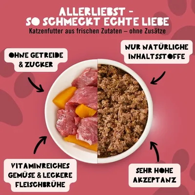Dogs’n Tiger Allerliebst Schale, Katzenfutter, Rind, Huhn & Kürbis Dogs’n Tiger Allerliebst Schale, Katzenfutter, Rind, Huhn & Kürbis
