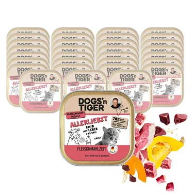 Dogs’n Tiger Allerliebst Schale, Katzenfutter, Rind, Huhn & Kürbis Dogs’n Tiger Allerliebst Schale, Katzenfutter, Rind, Huhn & Kürbis