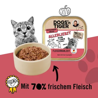 Dogs’n Tiger Allerliebst Schale, Katzenfutter, Rind, Huhn & Kürbis