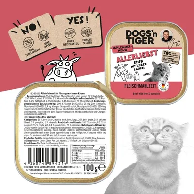 Dogs’n Tiger Allerliebst Schale, Katzenfutter, Rind, Huhn & Kürbis