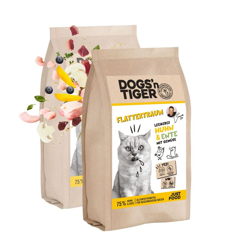 Dogs’n Tiger Flattertraum, Katzenfutter, Huhn & Ente