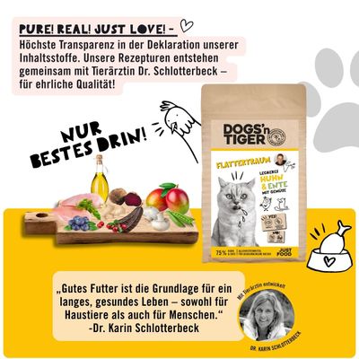 Dogs’n Tiger Flattertraum, Katzenfutter, Huhn & Ente
