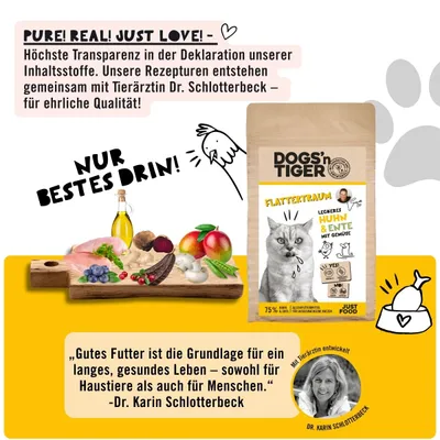 Dogs’n Tiger Flattertraum, Katzenfutter, Huhn & Ente